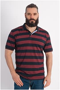 Gestreepte elastische piqué polo korte mouw van Hajo