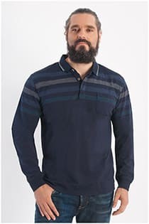 Elastische lange mouw polo Hajo