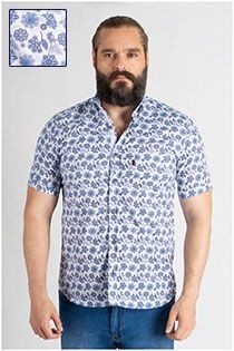 Korte mouw allover bedrukt overhemd van Plusman 